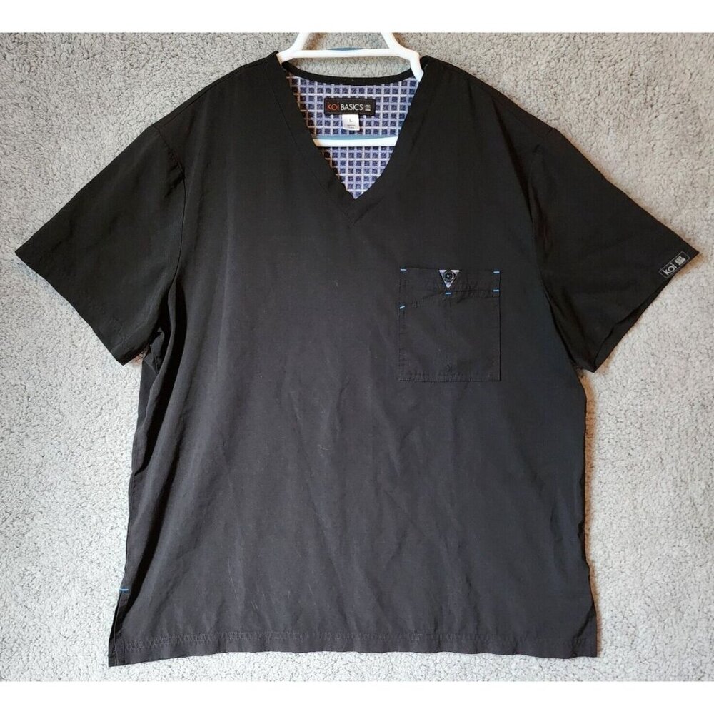 Koi Basics Men's Bryan Scrub Top Solid Black Style #668 Size Large